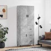 vidaXL Highboard betonggrå 69,5x34x180 cm konstruert tre