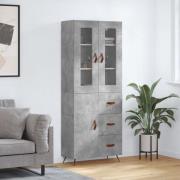 vidaXL Highboard betonggrå 69,5x34x180 cm konstruert tre