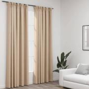 vidaXL Lystette gardiner kroker og lin-design 2 stk beige 140x245 cm