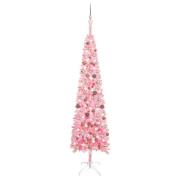 vidaXL Forhåndsbelyst kunstig juletre med kulesett rosa 240 cm PVC