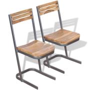 vidaXL Spisestoler 2 stk heltre teak