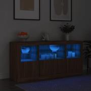 vidaXL Skjenk med LED-lys brun eik 142,5x37x67 cm