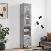 vidaXL Highboard betonggrå 34,5x34x180 cm konstruert tre