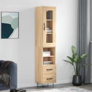 vidaXL Highboard sonoma eik 34,5x34x180 cm konstruert tre