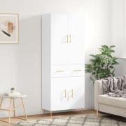 vidaXL Highboard høyglans hvit 69,5x34x180 cm konstruert tre