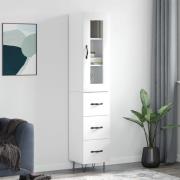 vidaXL Highboard høyglans hvit 34,5x34x180 cm konstruert tre