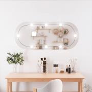 vidaXL Veggspeil med LED-lys 25x60 cm glass oval