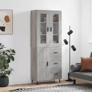 vidaXL Highboard grå sonoma 69,5x34x180 cm konstruert tre