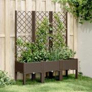 vidaXL Plantekasse med espalier brun 120x40x142 cm PP