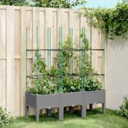 vidaXL Plantekasse med espalier lysegrå 120x40x142,5 cm PP