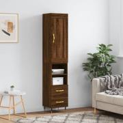 vidaXL Highboard brun eik 34,5x34x180 cm konstruert tre