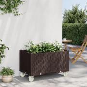 vidaXL Plantekasse med hjul brun 80x50x54 cm PP