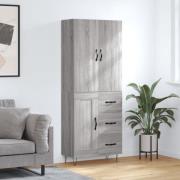 vidaXL Highboard grå sonoma 69,5x34x180 cm konstruert tre