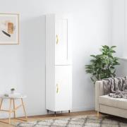 vidaXL Highboard høyglans hvit 34,5x34x180 cm konstruert tre