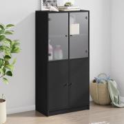 vidaXL Highboard med dører svart 68x37x142 cm konstruert tre