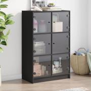 vidaXL Highboard med dører svart 68x37x109 cm konstruert tre