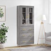 vidaXL Highboard grå sonoma 69,5x34x180 cm konstruert tre