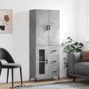 vidaXL Highboard betonggrå 69,5x34x180 cm konstruert tre