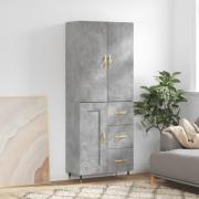 vidaXL Highboard betonggrå 69,5x34x180 cm konstruert tre