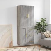 vidaXL Highboard grå sonoma 69,5x34x180 cm konstruert tre