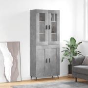 vidaXL Highboard betonggrå 69,5x34x180 cm konstruert tre