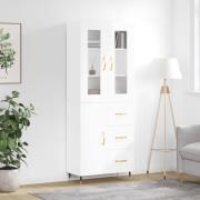 vidaXL Highboard høyglans hvit 69,5x34x180 cm konstruert tre