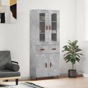 vidaXL Highboard betonggrå 69,5x34x180 cm konstruert tre