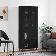 vidaXL Highboard svart 69,5x34x180 cm konstruert tre