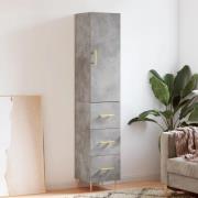 vidaXL Highboard betonggrå 34,5x34x180 cm konstruert tre