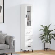 vidaXL Highboard høyglans hvit 34,5x34x180 cm konstruert tre