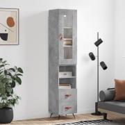 vidaXL Highboard betonggrå 34,5x34x180 cm konstruert tre