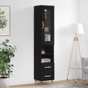 vidaXL Highboard svart 34,5x34x180 cm konstruert tre