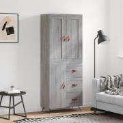 vidaXL Highboard grå sonoma 69,5x34x180 cm konstruert tre