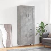 vidaXL Highboard betonggrå 69,5x34x180 cm konstruert tre