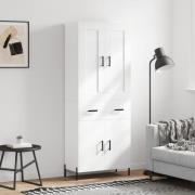 vidaXL Highboard høyglans hvit 69,5x34x180 cm konstruert tre