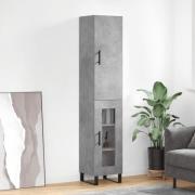 vidaXL Highboard betonggrå 34,5x34x180 cm konstruert tre