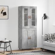 vidaXL Highboard betonggrå 69,5x34x180 cm konstruert tre