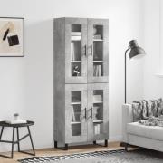 vidaXL Highboard betonggrå 69,5x34x180 cm konstruert tre