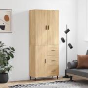 vidaXL Highboard sonoma eik 69,5x34x180 cm konstruert tre