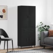 vidaXL Highboard svart 69,5x34x180 cm konstruert tre