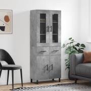 vidaXL Highboard betonggrå 69,5x34x180 cm konstruert tre