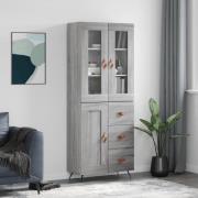 vidaXL Highboard grå sonoma 69,5x34x180 cm konstruert tre