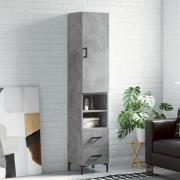 vidaXL Highboard betonggrå 34,5x34x180 cm konstruert tre