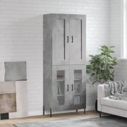 vidaXL Highboard betonggrå 69,5x34x180 cm konstruert tre