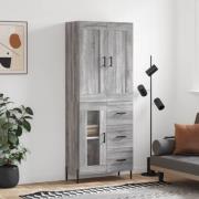 vidaXL Highboard grå sonoma 69,5x34x180 cm konstruert tre