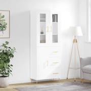 vidaXL Highboard høyglans hvit 69,5x34x180 cm konstruert tre