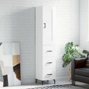 vidaXL Highboard høyglans hvit 34,5x34x180 cm konstruert tre