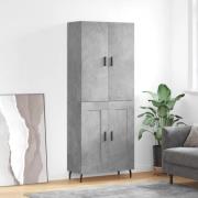 vidaXL Highboard betonggrå 69,5x34x180 cm konstruert tre