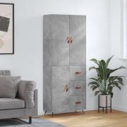 vidaXL Highboard betonggrå 69,5x34x180 cm konstruert tre