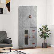 vidaXL Highboard betonggrå 69,5x34x180 cm konstruert tre